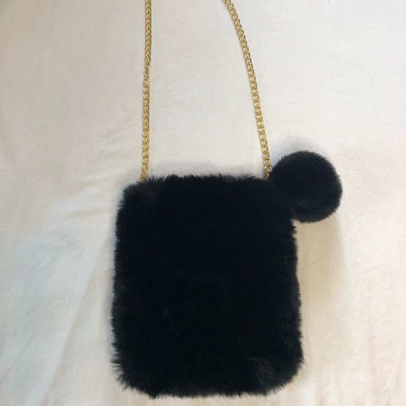 Faux Fur Crossbody With Gold-Tone Chain Strap - Picture 1 of 4